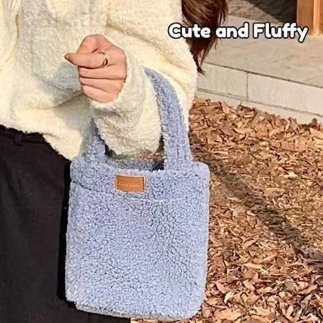 Bucket Bag for Women Girls Furry Purse Handbags Fluffy Fuzzy Aesthetic Small Shoulder Bag for Autumn Winter Z251017