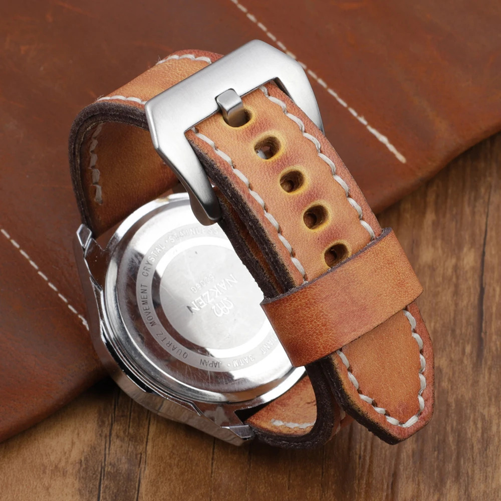 Vintage Handmade Real Leather Watch Strap 18mm 20mm 22mm 24mm Men Watchband for Panerai Replacement Bands Wist Bracelet 251016