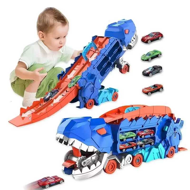 Foldable Transport Dinosaur Truck With Sliding Race Track Transforms Into Standing Trex Best Birthday Gifts Toys Boys Girls Kid Y251017