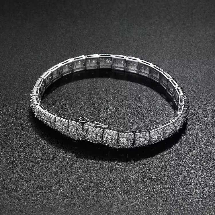 moissanite bracelet High Quality 925 Sterling Silver Fine Jewelry Full Moissanite Hip Hop Style Moissanite Tennis Bracelet for Women Man
