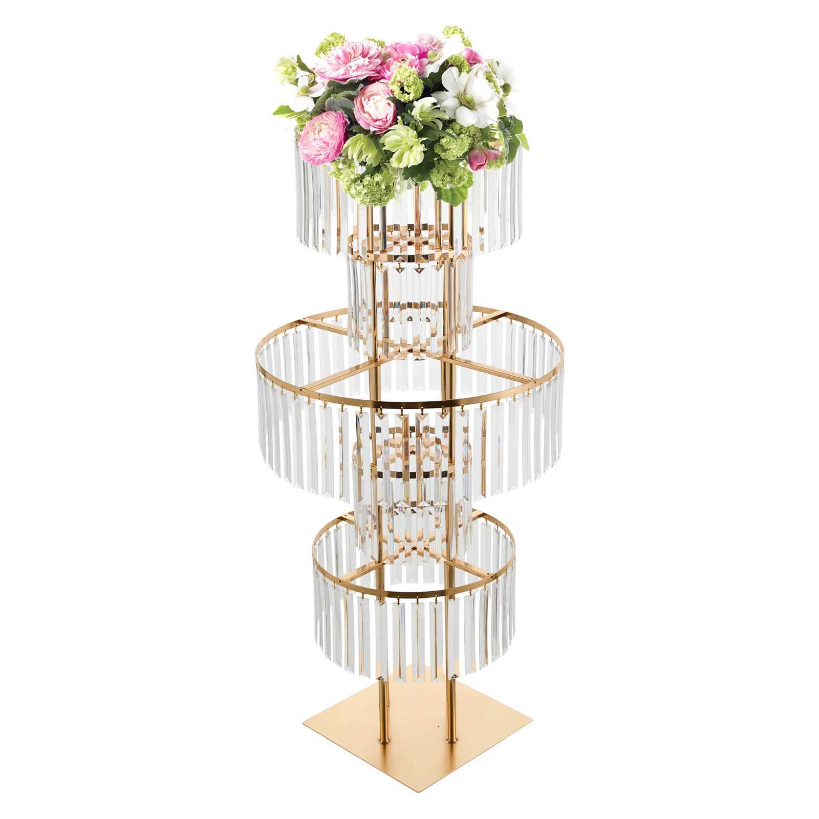 5 Tiers Gold Wedding Centerpieces Flower Stand Vase Centerpiece Acrylic Flower Stand with Hanging Acrylic C251017