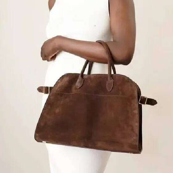 Minimalist Large Capacity Leather Tote Bag Star Endorsed Cross Border ROW Cowhide Handbag Neutral Aesthetic Simple Design