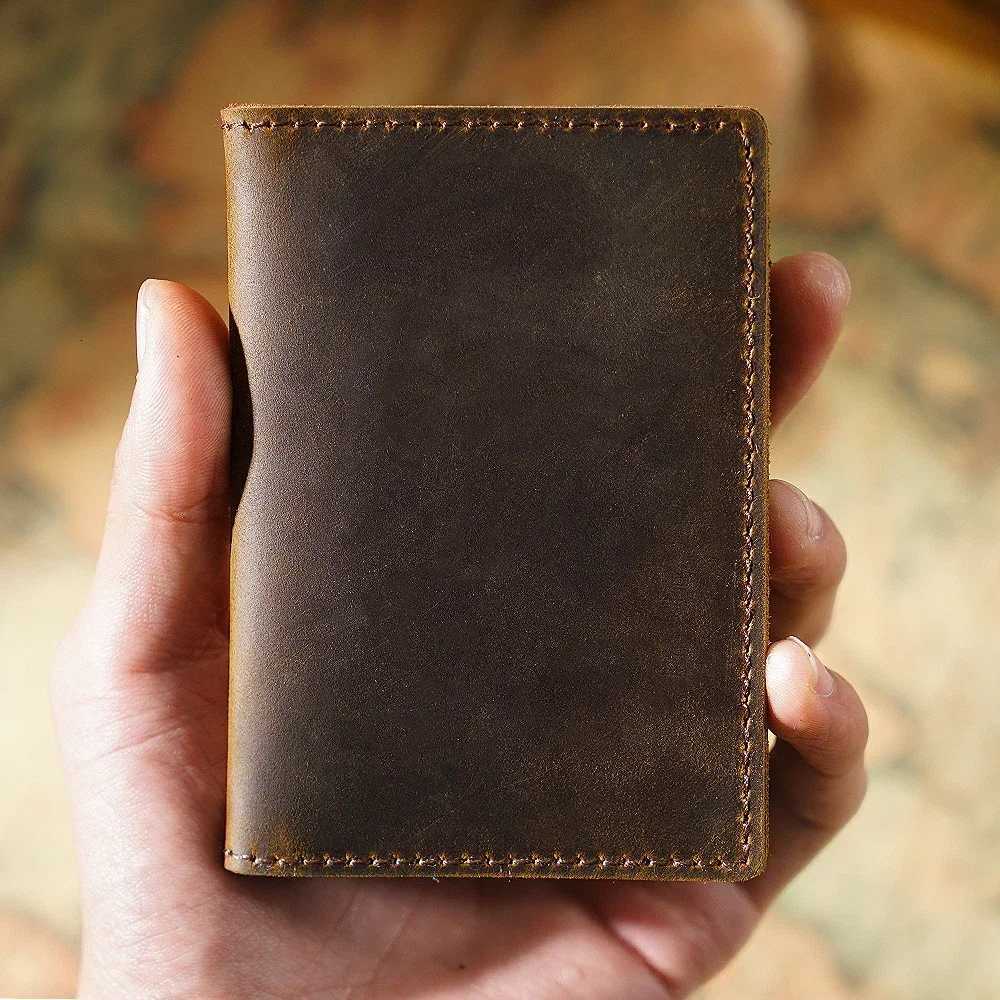 Highend Genuine Leather Credit ID Card Holders Rustic Crazy Horse Leather Customized Business Unisex Wallet CardholderW251017
