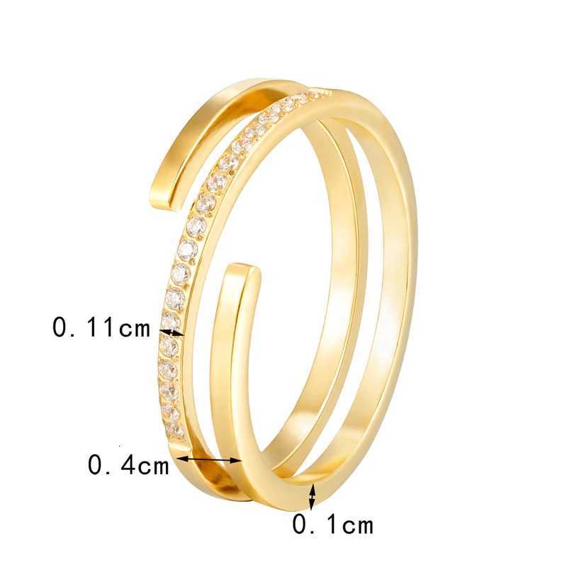 Crossover Of Double Layers Shape Cnc Microset Zircon Ring For Women Jewelry Stainless Steel Wedding Ring Wholesale Lots Z251017
