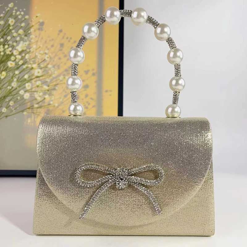 Fashion Womens Pearl Bow Clutch Purse Handbags Daily Commuting Bag Casual Glitter Rhinestone Handbag Solid Business Womens Bag Z251017