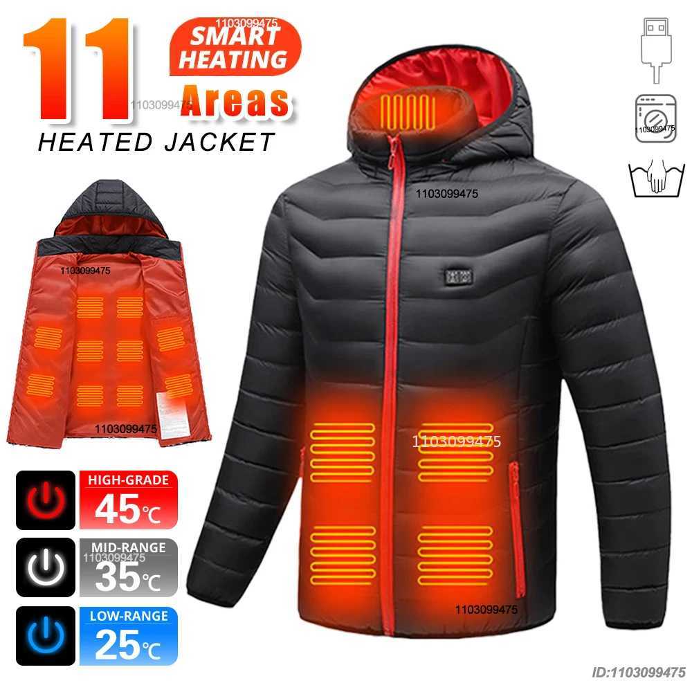 11 Areas Self Heated Jacket Men Women USB Heated Clothing Cotton Washed Winter Thermal Skiing Camping Hiking Jacket Warm Coats H251017
