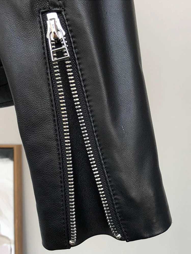 Nerazzurri Spring Autumn Short Black Light Faux Leather Biker Motorcycle Jackets for Women Zipper Luxury Clothing 5xl 6xl 7xlT251017