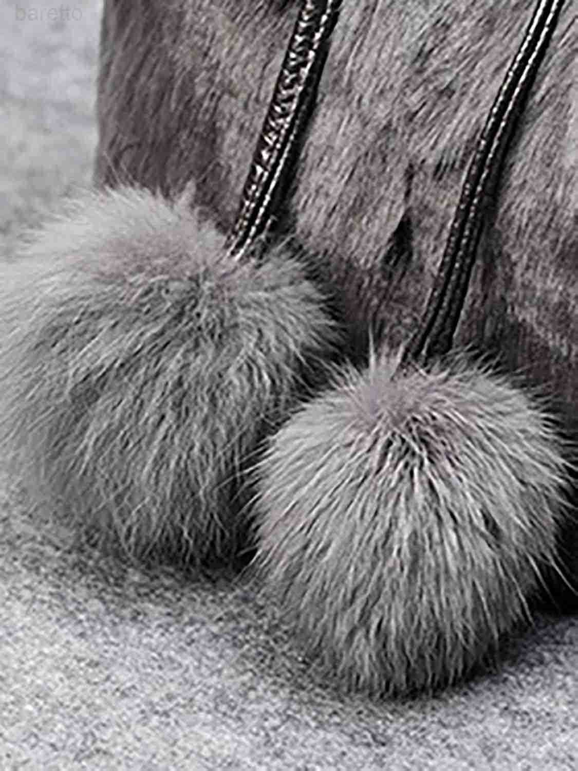Plush Bucket Handbag Faux Fur Drawstring Fluffy Crossbody Bag Handle Shoulder Tote Bag Z251017