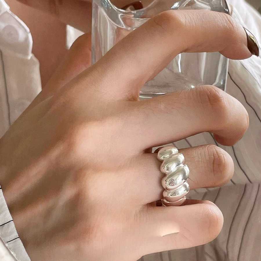 BF CLUB 925 Sterling Silver Ring For Women Strip Oval Finger Open Vintage Handmade Ring Allergy For Party Birthday GiftW251017