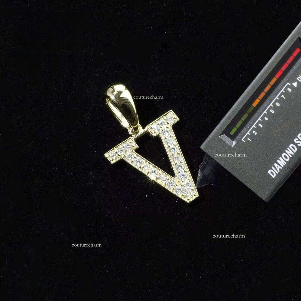 Vvs Chalcedony Initial Ice-Cold Long Stick Cut Letter Pendant for Men and Women