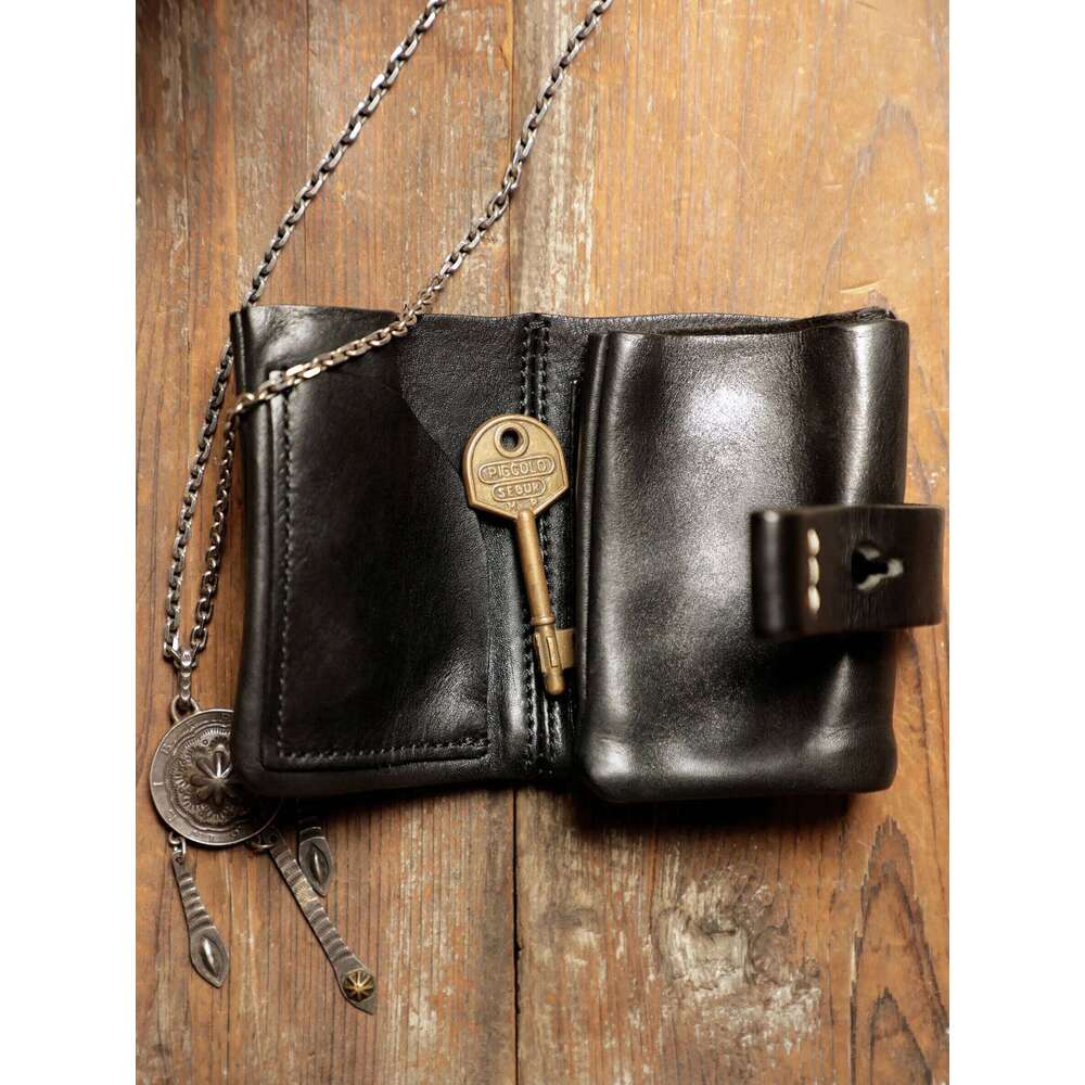 Designer Bags Simple Casual Vintage Handmade Heavy Cow Men's Short Wallet Genuine Leather Women's ID Coin Purse Hot Selling