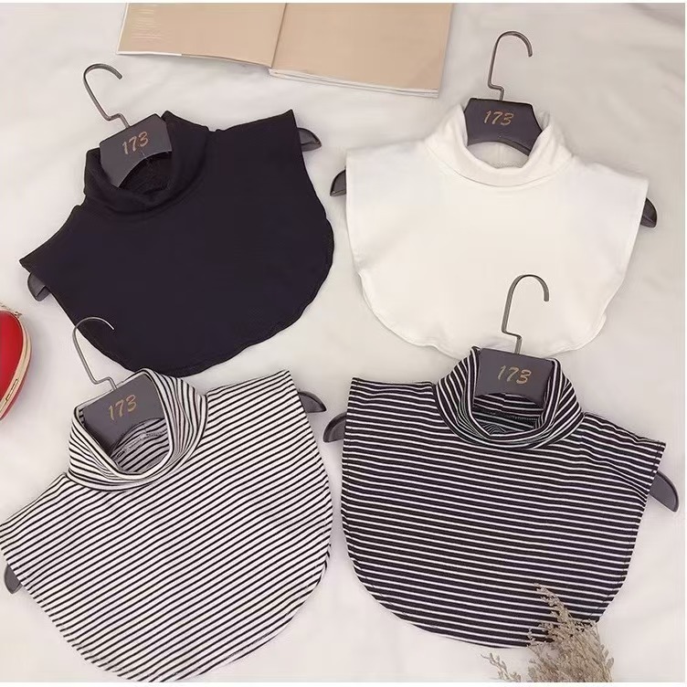 1PCElegant Women's Faux Collar Knitwear Set: Breathable Cotton Neckline Insert & Matching Sweatshirt