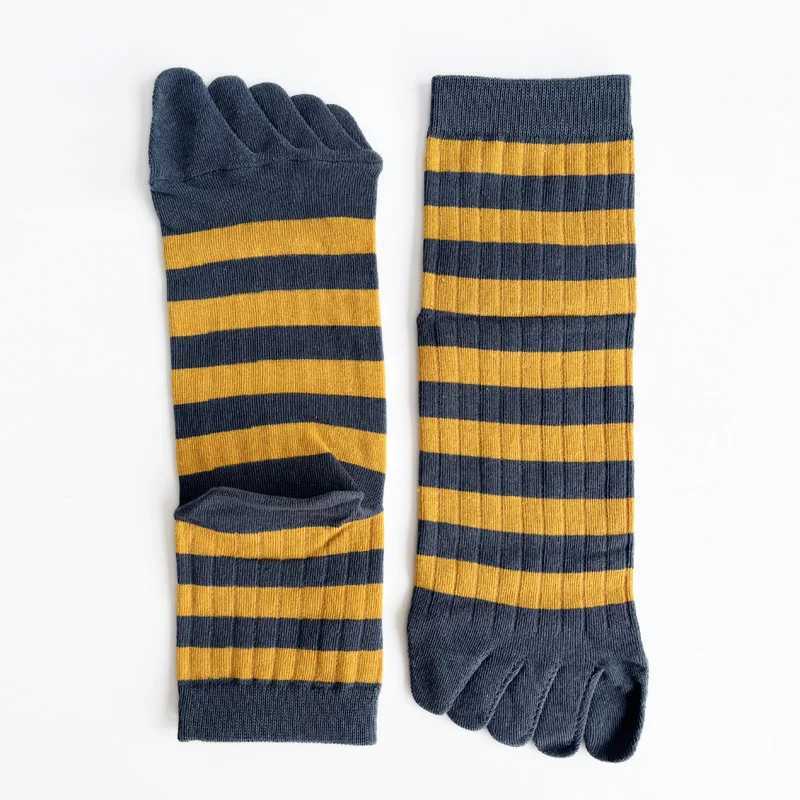 15 Pairs Man Short Five Finger Socks Business Cotton Striped Elastic Breathable Party Dress Gentleman Toe Happy Socks 4 Seasons C251017