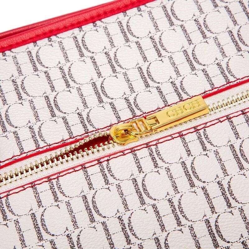 Women's Tote Red Splicing Large Capacity Handbag Magnetic Mommy Shopping Bag