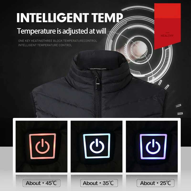 221 Areas Self Heating Vest USB Rechargeable Heated Jacket Winter Men Women Thermal Underwear Heating Vest Hiking Skiing Coat H251017