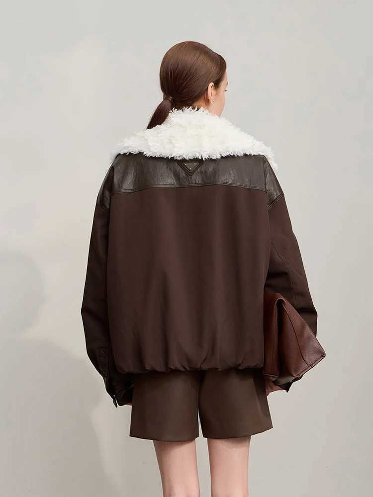 Amii Down Coats For Woman 2025 Winter New Casual Warm Patchwork Versatile Down Jacket Womens Long Sleeves Loose Top 12544075 W251016