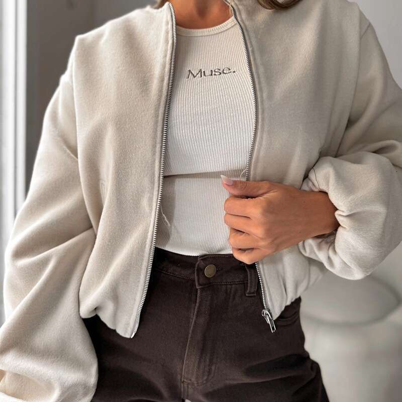 Autumn New Fashion Versatile Short Woolen Jacket Women's Pilot Coat B5