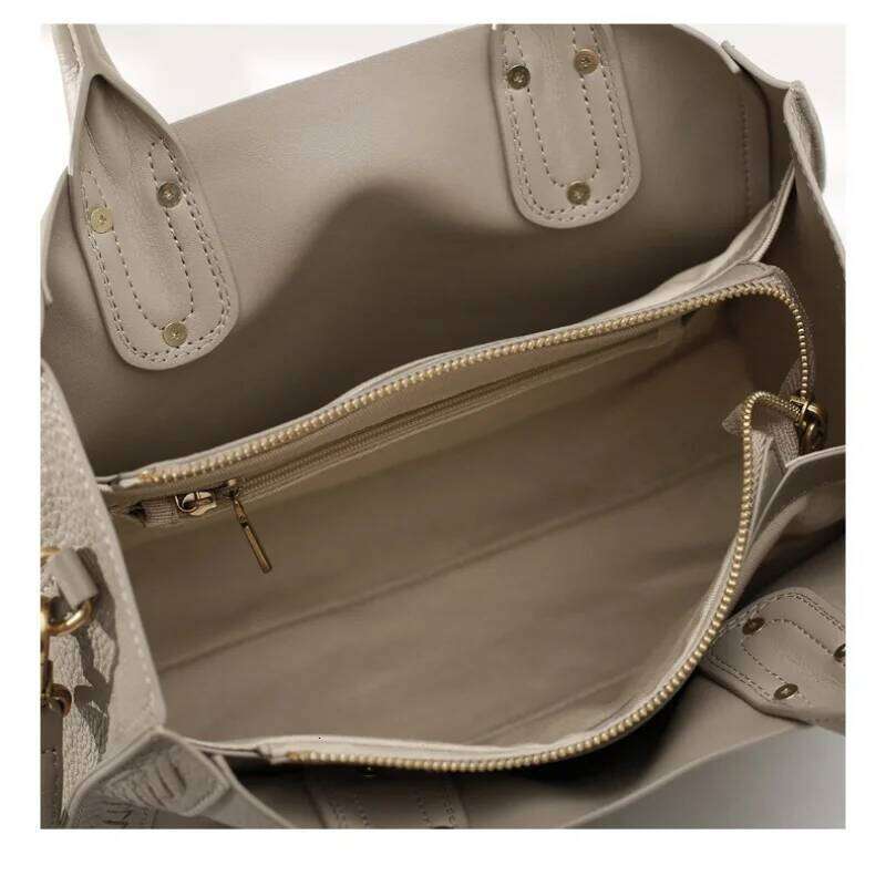 Limited Simple Classic Natural Cow Leather Women's Handbag Designer Large Tote Business Commuter Ladies Shoulder Bag