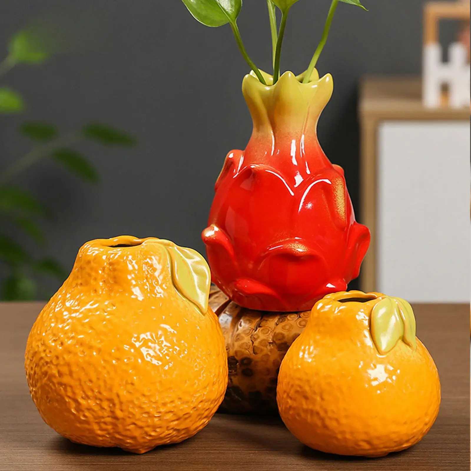 Creative Ceramic Vase Fruit Shaped Flower Vase Hydroponics Office Desktop Ornaments Home Garden Decor C251017