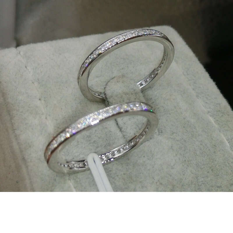 Victoria Wieck 3PCS Jewelry Princess Cut 10KT White Gold Filled Party Topaz Dia Women Wedding Band Finger Ring Gift