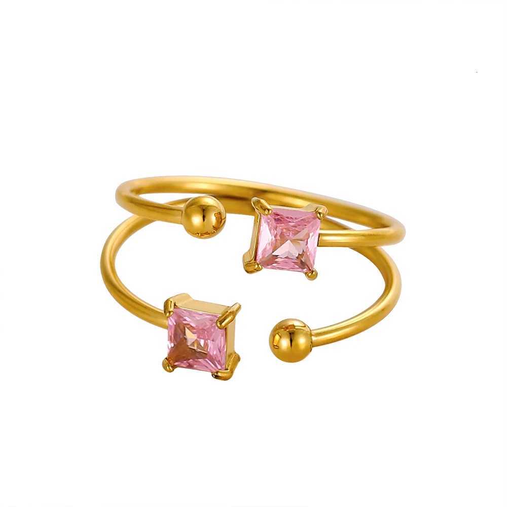 CARLIDANA High End Womens Stainless Steel Rings Gold Plated Layed Colorful Zirconia Open Design TrendyTarnish Free JewelryW251017