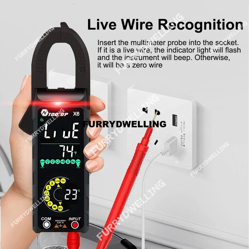 Wholesale TOOLTOP X6 400A 600V Dc/Ac Multimeter AC DC Current Voltage Tester Hz Dwe74 Capacitance NCV Ohmic Diode Clamp Meter
