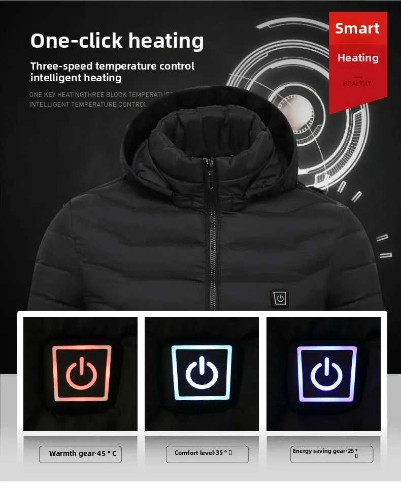 Smart Heating Outerwear Lightweight Thermal Mens Electric Vest USB Constant Temperature Heating Cotton Jacket Windproof Outdoor H251017