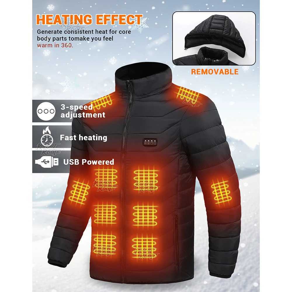 Smart Heated Jacket with 32 Heating Areas 4 Switches 3 Heat Settings Max 45 Degrees Celsius for Outdoor Activities and Winter Hiking Skiing H251017