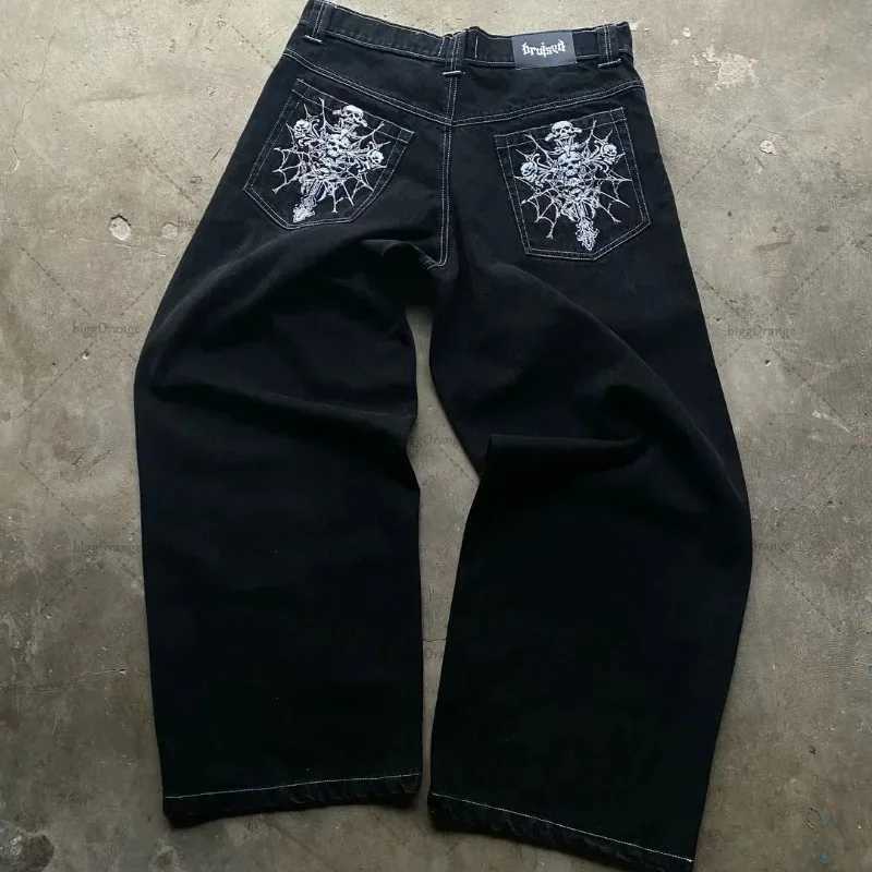 1 Street Hiphop Punk Rock Fashion Versatile Jeans Men Harajuku Y2K Casual Gothic Straight Wideleg Pants Women Y251105