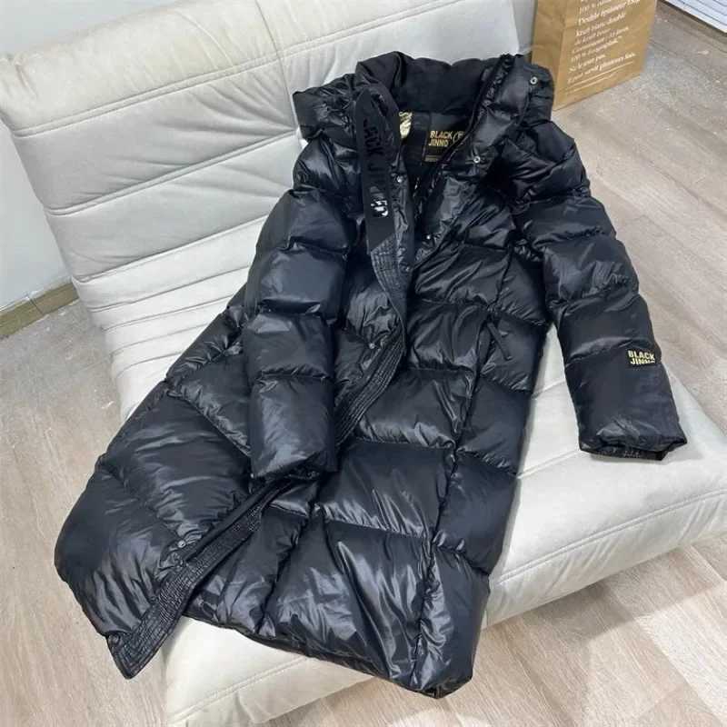 Down Jacket with Detachable Hood for Women Long Parkas Warm Thickened Coat Black Loose Overcoat Versatile New Winter W251016