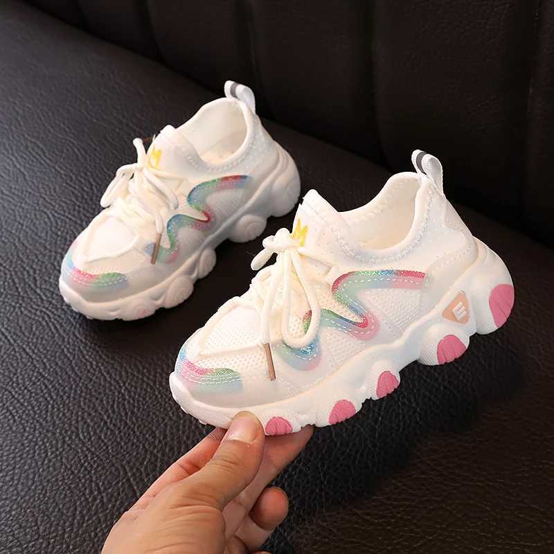 1 pairs Spring and Autumn New Childrens Shoes Breathable Elastic Lycra 15 Year Old Girls Baby Shoes Sports and Casual ShoesT251017