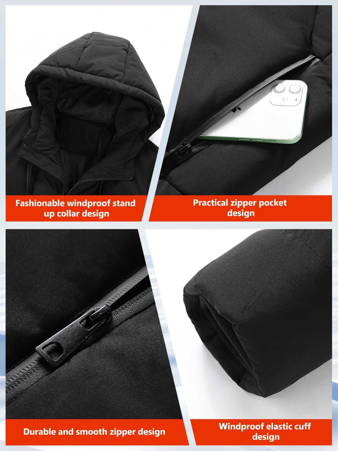 Heated Jacket Winter Heating Motorcycle Jacket USB Electric Heating Jackets Hooded Camping Warm Motorcycle Heated Clothe H251017