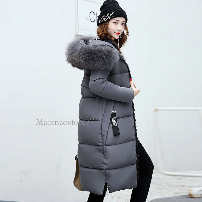 Women's Clothing 2025 Autumn Winter New Long With Hood And Large Fur Collar Down Young Women's Cotton Coat