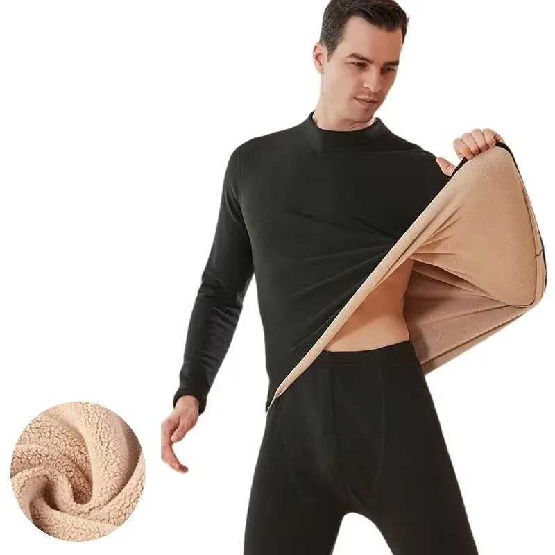 New Winter Thermal Underwear Men Mockneck First Layer 2 Pieces Under Panties and Undershirts Keep Warm Clothing Elastic L4XL H251017