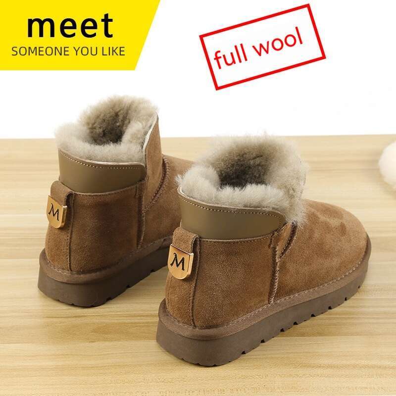 Winter New Genuine Plush Thick Cotton Shoes With Integrated Leather And Fur Anti Slip Boots