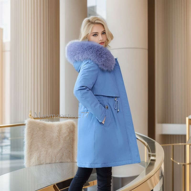 Women's Thickened Waisted Mid-Length Warm Loose Down Cotton Jacket Coat