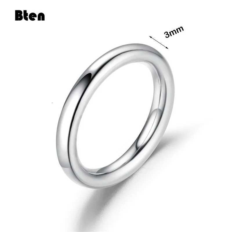 Bten 3mm Thin Rings Female Jewelry Man Black Silver Color Gold Color Stainless Steel Elegant Party Tail Smooth Ring for WomenW251017
