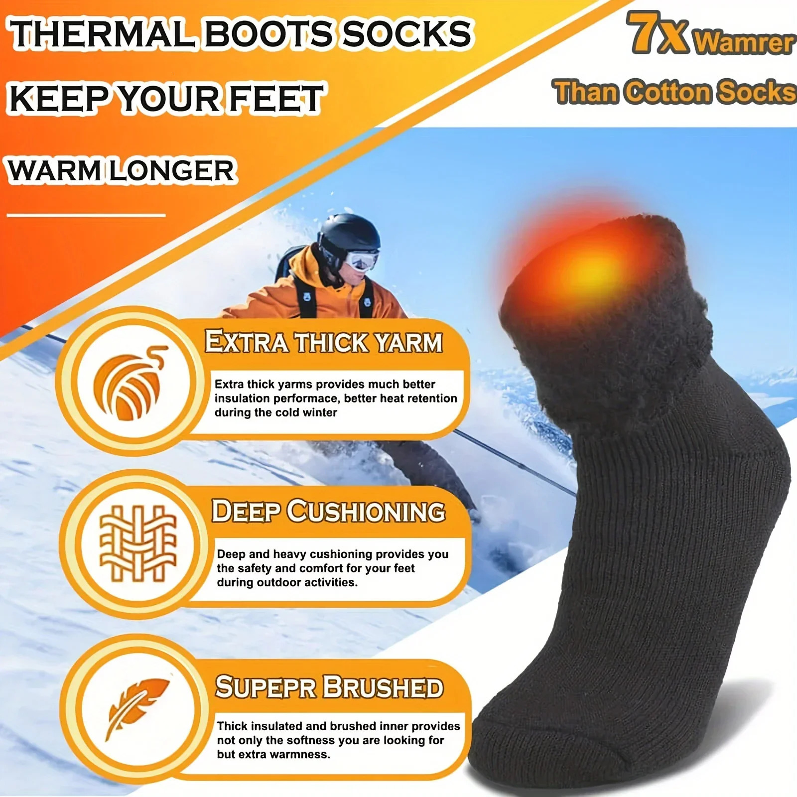 1246810131520Pairs Winter Thermal Socks for Men Women Cold Weather Insulated Socks Outdoor Hiking Skiing Warm Snow Thick 251017