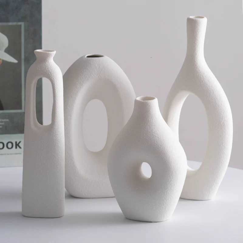 Scandinavian white creative dried flower vase suitable for living room dining table TV cabinet as a home decoration or entra C251017