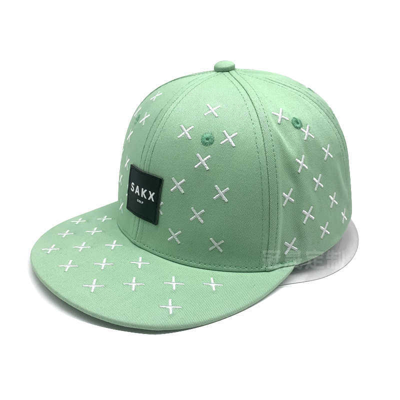 Trendy Brand Full Embroidery Flat Brim Hip Hop Baseball Cap Leather Label Big Head Hat Flat Brim Hat W251017