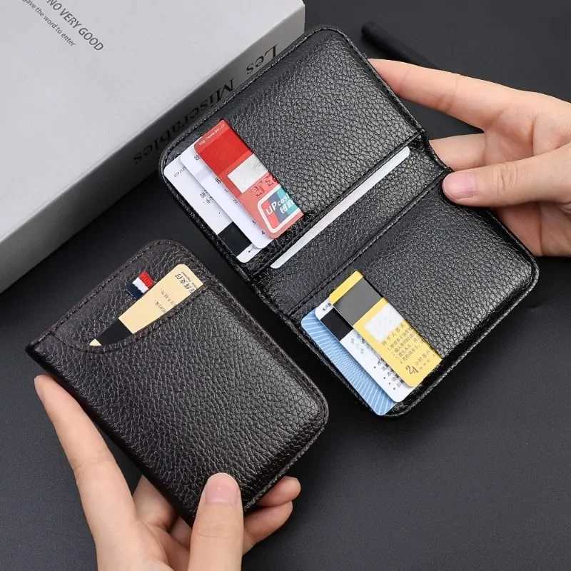 Mens UltraSlim Synthetic Leather Card Holder MultiFunction Mini Short Wallet for License Cards Large Capacity Yet CompactW251017