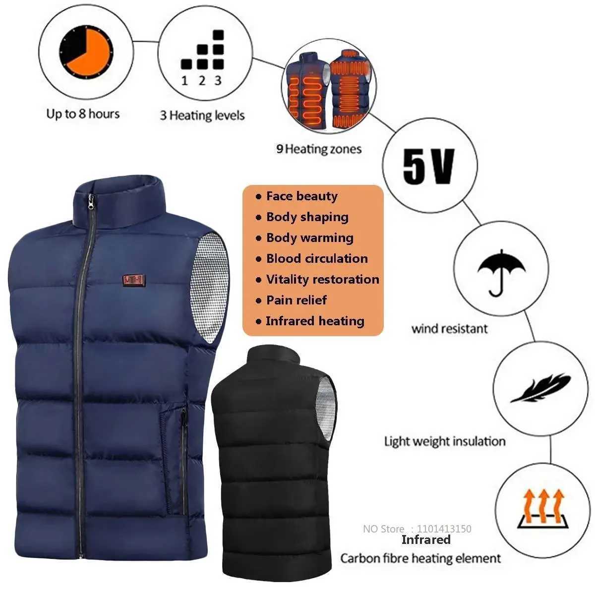 13 PCS Heated vest Jacket Fashion Men Women Coat Intelligent USB Electric Heating Thermal Warm Clothes Winter Heated Vest H251017