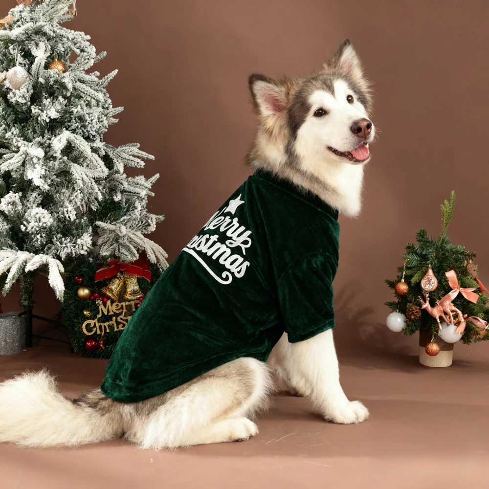 Christmas Big Dog Pullovers Autumn Winter Warm Pet Clothes for Medium Large Dogs Samoyed Husky Sweater mascotas Velvet ClothingW251017