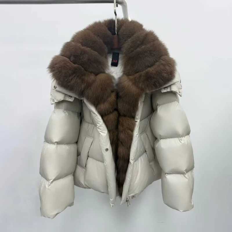 Winter new womens large furCollar thickened warm white Down coat y2k highquality fashionable detachable sleeveDown jacket W251016