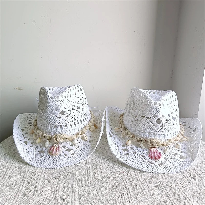 Shell Malan cowboy hat retro straw hat men and women jazz cowboy hat straw sun hat summer hat wide brim hat sombrero 251015