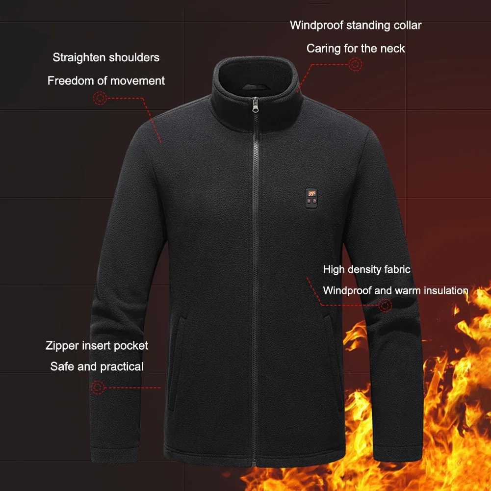 9 Heated Area Heated Jacket USB Charging Heated Zip Up Coat Waterproof Heating Jackets Coat with 3 Temperature Settings for Hiking Skiing H251017