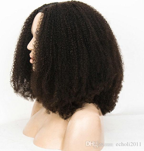 Afro Kinky Curly 4a 4b Full Lace Human Hair Wigs glueless with baby hair pre plucked 150% Density Cuticle Aligned Natural Hair Afro Wigs 16inch