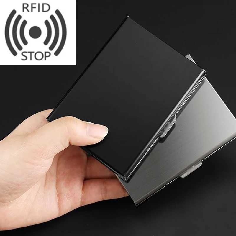 AntiScan RFID 6 Cards Large capacity Aluminum Metal Credit Card Holder Slim Blocking Wallet Case Business Card Protection HoldW251017