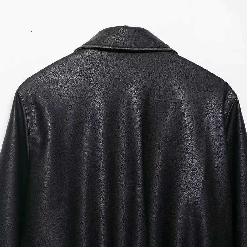 Leather Jackets Womens Black Faux Coat Outwear Solid Long Sleeve Tops 2025 Cropped Tops With Zipper Pu Jackets Woman Coat TopsT251017