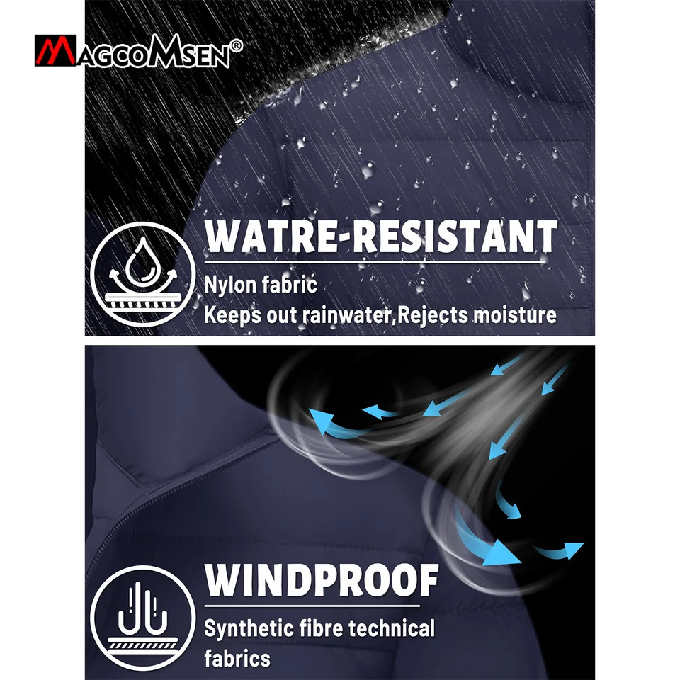 MAGCOMSEN Lightweight Puffer Jacket Mens Winter Thermal Warm Quilted Coat Waterproof Windproof Puffy Jackets Male Windbreaker 251017